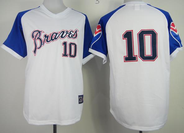 Atlanta Braves 10 Chipper Jones White 1974 Throwback MLB Jerseys