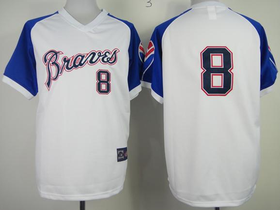 Atlanta Braves 8 Upton White 1974 Throwback MLB Jerseys