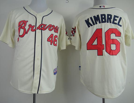 Atlanta Braves 46 Craig Kimbrel Cream Cool Base MLB Jerseys