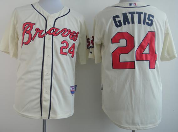 Atlanta Braves 24 Evan Gattis Cream Cool Base MLB Jerseys