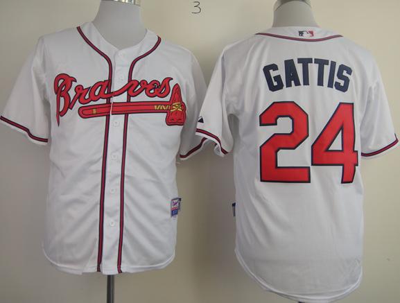 Atlanta Braves 24 Evan Gattis White Cool Base MLB Jerseys Atlanta Braves 24 Evan Gattis White Cool Base MLB Jerseys