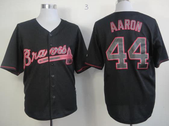 Atlanta Braves 44 H.AARON Black Fashion MLB Jerseys Atlanta Braves 44 H.AARON Black Fashion MLB Jerseys