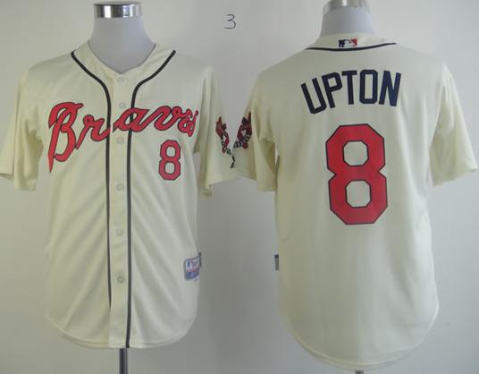 Cheap Atlanta Braves 8 Upton Cream Cool Base MLB Jerseys For Sale