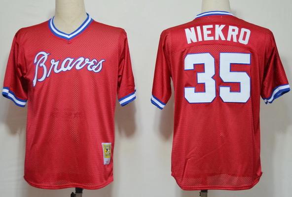Cheap Atlanta Braves 35 Phil Niekro Red M&N 1980 MLB Jerseys For Sale