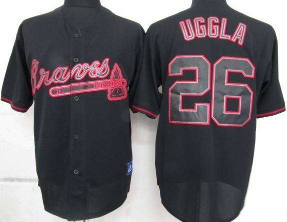 Cheap Atlanta Braves 26 Uggla Black Fashion MLB Jerseys For Sale