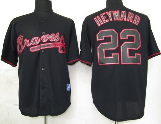 Atlanta Braves 22 Heyward Black Fashion Jerseys