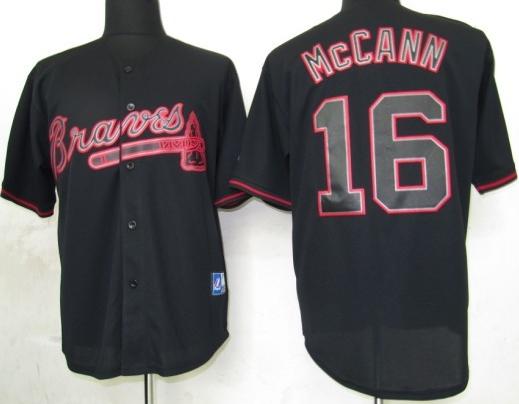 Atlanta Braves 16 Mccann Black Fashion Jerseys