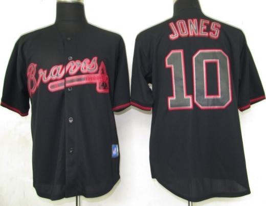 Cheap Atlanta Braves 10 Jones Black Fashion Jerseys For Sale