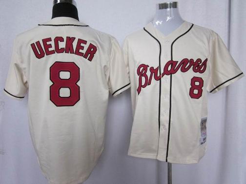Cheap Atlanta Braves #8 Uecker Cream Mitchell&Ness MLB Jersey For Sale