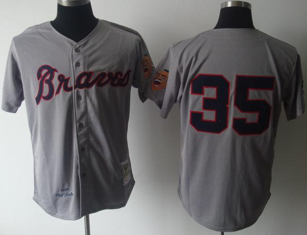 Atlanta Braves 35 Phil Niekro Grey 1969 M&N MLB Jersey