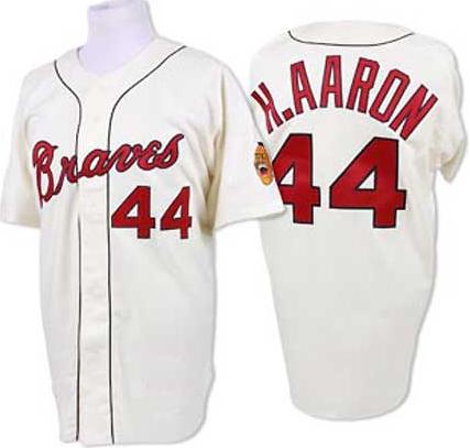 Cheap Milwaukee Braves 44 Aaron white M&N Jerseys For Sale