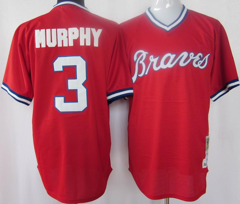 Cheap Atlanta Braves 3 Dale Murphy 1980 M&N Red Jersey For Sale
