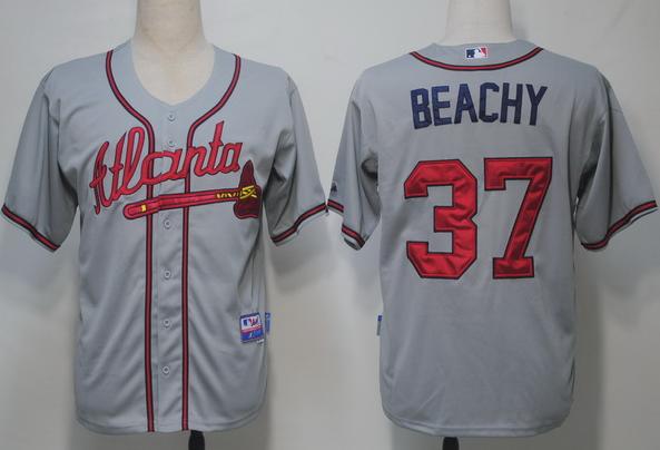 Atlanta Braves 37 Beachy Grey Cool Base MLB Jerseys