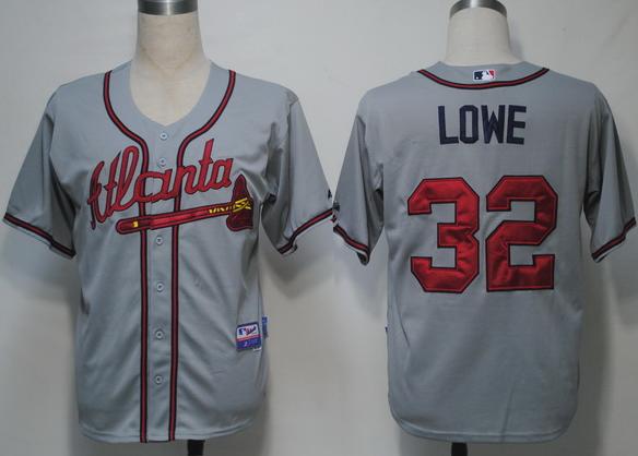 Cheap Atlanta Braves 32 Lowe Grey Cool Base MLB Jersey For Sale