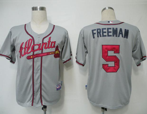 Cheap Atlanta Braves 5 Freeman Grey Cool Base MLB Jersey For Sale
