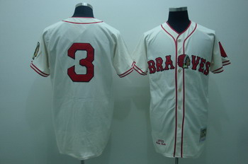 Cheap Atlanta Braves 3 Babe RUTH Cream jerseys Mitchell and ness For Sale
