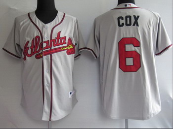 Baseball Jerseys Atlanta Braves 6 Cox grey Jerseys