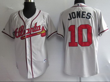 Cheap Baseball Jerseys Atlanta Braves 10 Jones grey Jerseys For Sale
