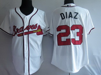 Atlanta Braves 23 Diaz white Baseball Jerseys