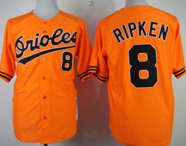 Baltimore Orioles 8 Cal Ripken Orange 1989 M&N Throwback MLB Jerseys
