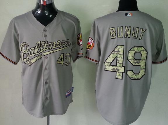 Cheap Baltimore Orioles 49 Dylan Bundy Grey 2013 USMC Cool Base Camo Number MLB Jersey For Sale