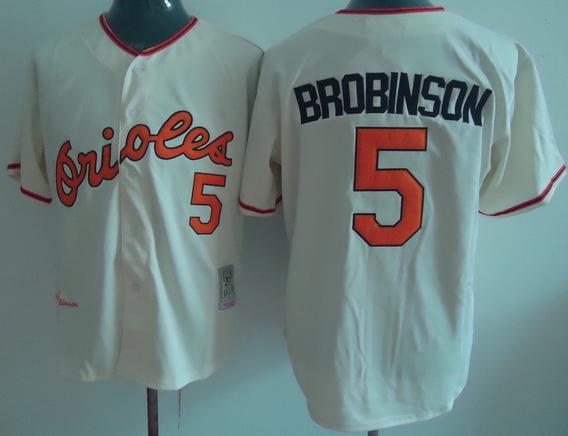 Baltimore Orioles 5 Brooks Robinson Cream Throwback MLB Jerseys