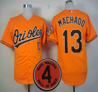 Baltimore Orioles 13 Manny Machado Orange Earl Weaver 4 Hall of Fame Patch Cool Base MLB Baseball Jersey Baltimore Orioles 13 Manny Machado Orange Earl Weaver 4 Hall of Fame Patch Cool Base MLB Baseball Jersey