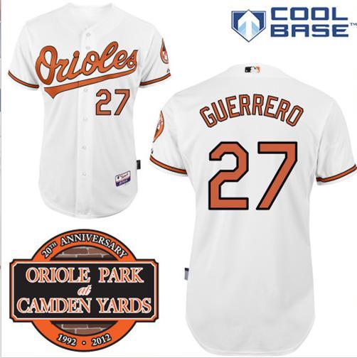 Cheap Baltimore Orioles 27# Vladimir Guerrero White Cool Base MLB Jersey W 20th Anniversary Patch For Sale