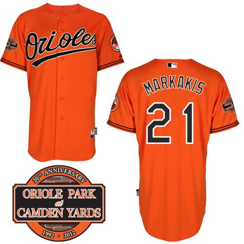 Cheap Baltimore Orioles 21# Nick Markakis Orange Cool Base MLB Jersey W 20th Anniversary Patch For Sale