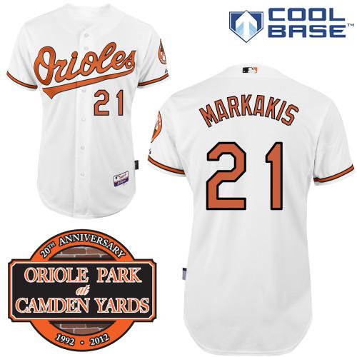 Cheap Baltimore Orioles 21# Nick Markakis White Cool Base MLB Jersey W 20th Anniversary Patch For Sale