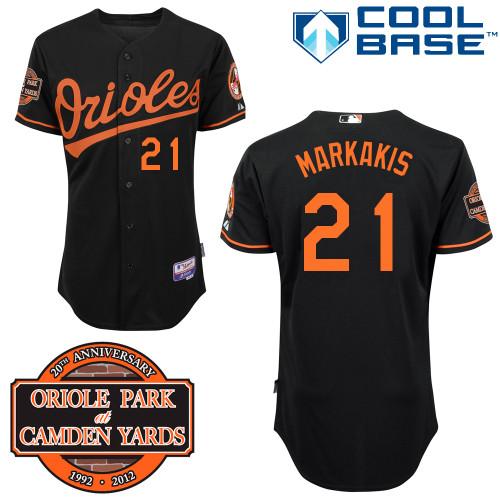 Cheap Baltimore Orioles 21# Nick Markakis Black Cool Base MLB Jersey W 20th Anniversary Patch For Sale