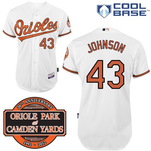 Cheap Baltimore Orioles 43# Jim Johnson White Cool Base MLB Jersey W 20th Anniversary Patch For Sale
