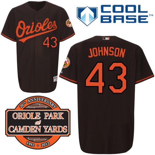 Cheap Baltimore Orioles 43# Jim Johnson Black Cool Base MLB Jersey W 20th Anniversary Patch For Sale