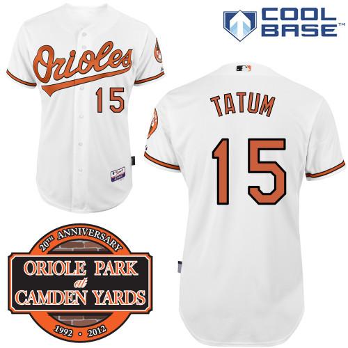 Cheap Baltimore Orioles 15# Craig Tatum White Cool Base MLB Jersey W 20th Anniversary Patch For Sale