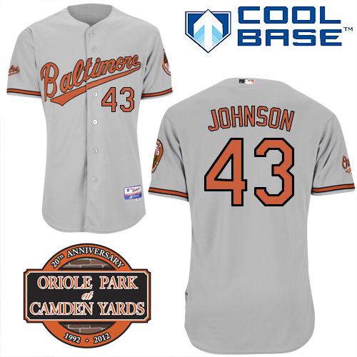 Cheap Baltimore Orioles 43# Jim Johnson Grey Cool Base MLB Jersey W 20th Anniversary Patch For Sale