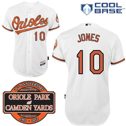 Cheap Baltimore Orioles 10# Adam Jones White Cool Base MLB Jersey W 20th Anniversary Patch For Sale
