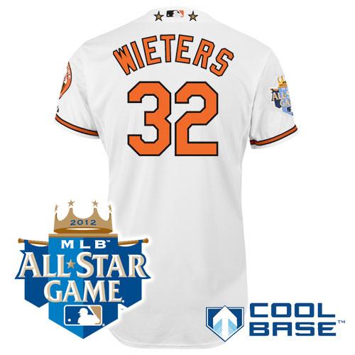 Cheap Baltimore Orioles 32# Matt Wieters White Cool Base MLB Jersey W 2012 All-Star Patch For Sale