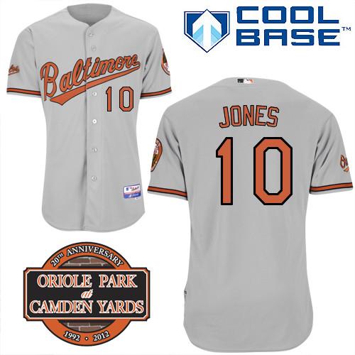 Cheap Baltimore Orioles 10# Adam Jones Grey Cool Base MLB Jersey W 20th Anniversary Patch For Sale