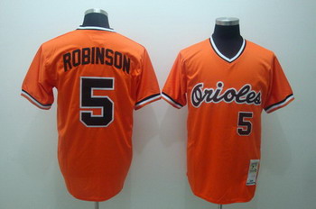Baltimore Orioles 5 ROBINSON Orang Throwback Baseball Jersey