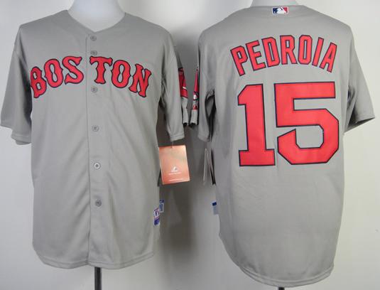 Boston Red Sox 15 Dustin Pedroia Grey Authentic MLB Jersey