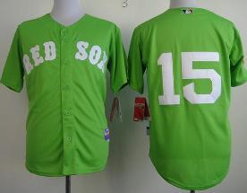 Boston Red Sox 15 Dustin Pedroia Green Cool Base MLB Jerseys