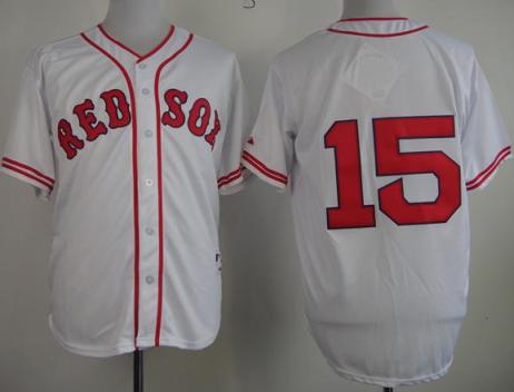 Cheap Boston Red Sox 15 Dustin Pedroia White 1936 The Clock MLB Jerseys For Sale