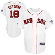 Cheap Boston Red Sox 18 Shane Victorino White MLB Jerseys W 2013 World Series Patch For Sale