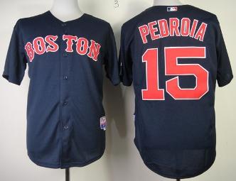 Cheap Boston Red Sox 15 Dustin Pedroia Blue Cool Base MLB Jerseys For Sale
