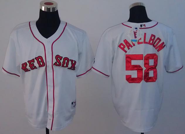 Cheap Boston Red Sox 58 Jonathan Papelbon White MLB Jerseys With Name For Sale