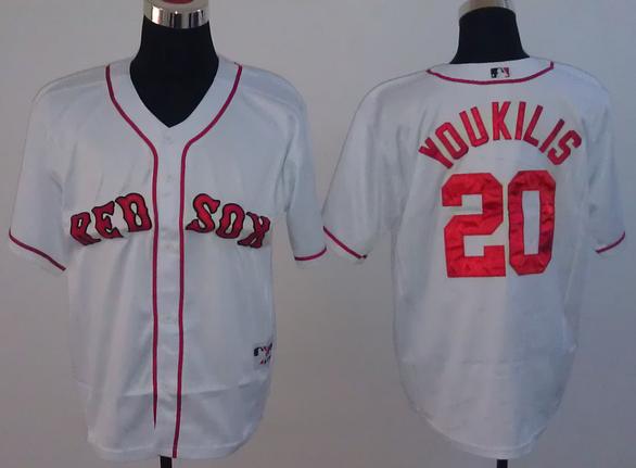 Cheap Boston Red Sox 20 Kevin Youkilis White MLB Jerseys With Name For Sale