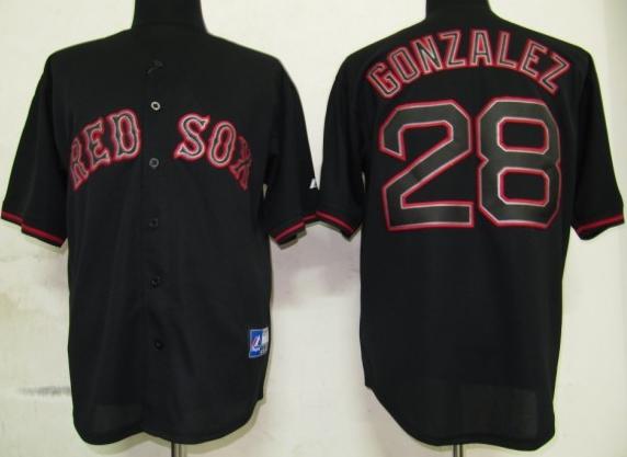 Boston Red Sox 28 Gonzalez Black Fashion Jerseys Boston Red Sox 28 Gonzalez Black Fashion Jerseys