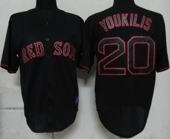 Cheap Boston Red Sox 20 Youkilis Black Fashion Jerseys For Sale
