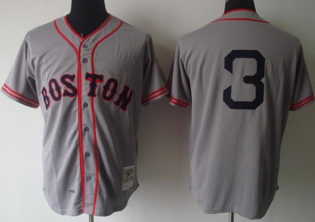 Cheap Boston Red Sox 3 Jimmie Foxx 1936 M&N Grey MLB Jerseys For Sale