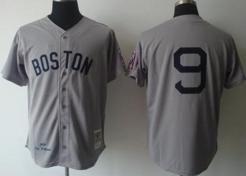 Boston Red Sox 9 Ted Williams 1990 M&N Grey MLB Jerseys